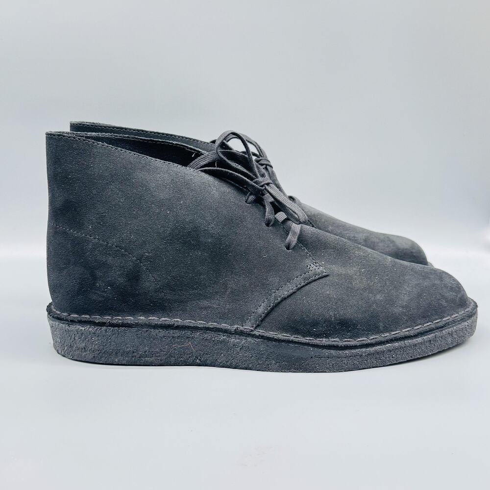 Clarks Shoes Mens 13 Black Chukka Desert Boots Suede Leather Ankle Minimalist